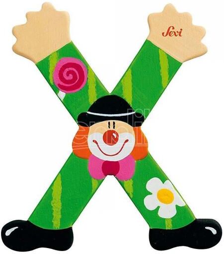 TRUDI Sevi 81760 - Letteraa X In Legno A Forma Di Clown Verde 9,5 Cm Decorazione TRUDI Sevi 81760 - Letteraa X In Legno A Forma Di Clown Verde 9,5 Cm Decorazione