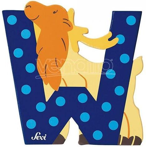 TRUDI Sevi 81623 - Letteraa W Wapiti In Legno Blu 7,5 Cm Decorazione