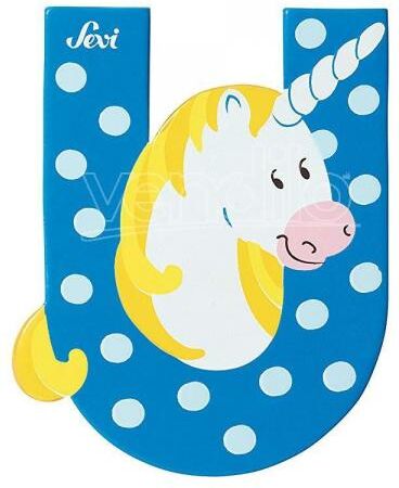 TRUDI Sevi 81621 - Letteraa U Unicorno In Legno Blu 7,5 Cm Decorazione TRUDI Sevi 81621 - Letteraa U Unicorno In Legno Blu 7,5 Cm Decorazione