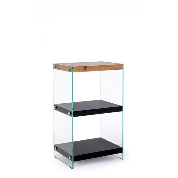 contemporary style libreria 3p line wood nero