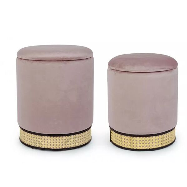 contemporary style set2 pouf contenitore milena rosa ant
