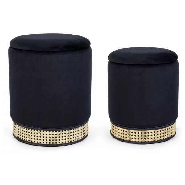 contemporary style set2 pouf contenitore milena nero