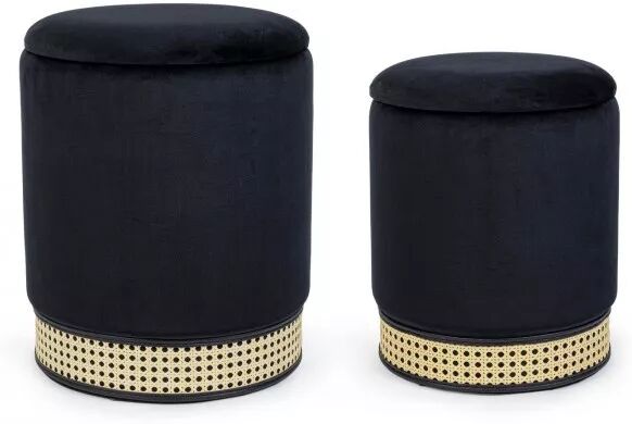 contemporary style set2 pouf contenitore milena nero