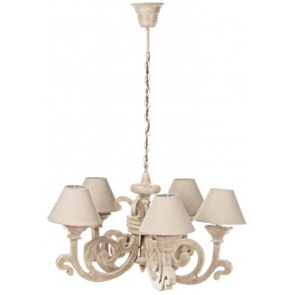 contemporary style lampadario 5luci bastia legno natura