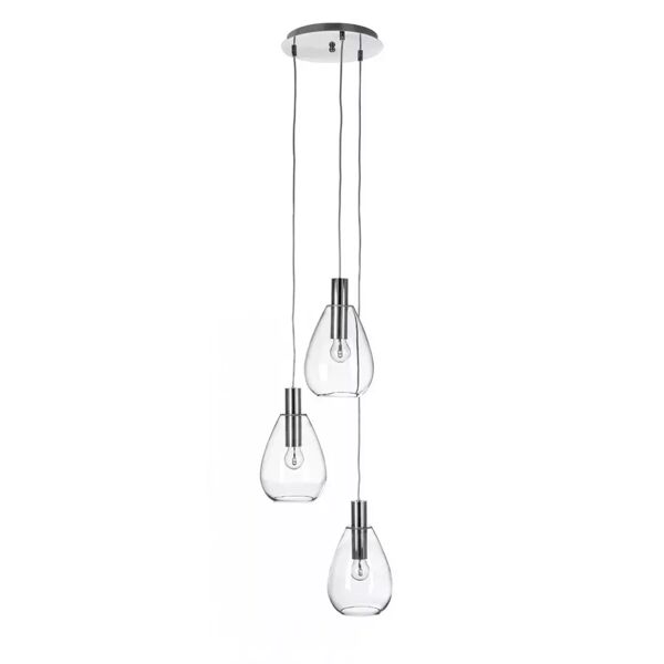 contemporary style lampadario 3luci glaring trasp-argento