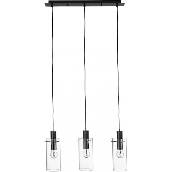 contemporary style lampadario 3luci aglow rett trasp-nero