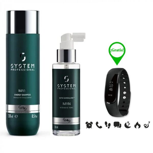 wella man kit energy shampoo 250 ml + intensive tonic 100 ml + smartband