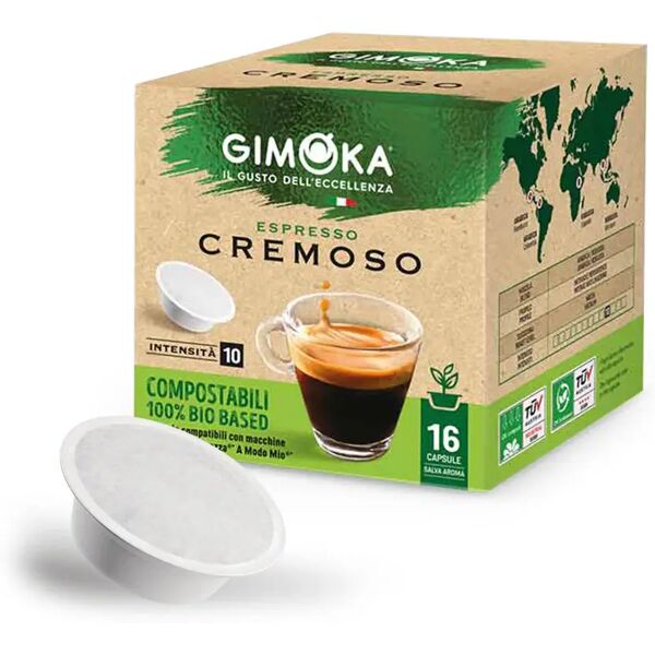 gimoka 16 capsule cremoso compostabili compatibili con sistema lavazza a modo mio