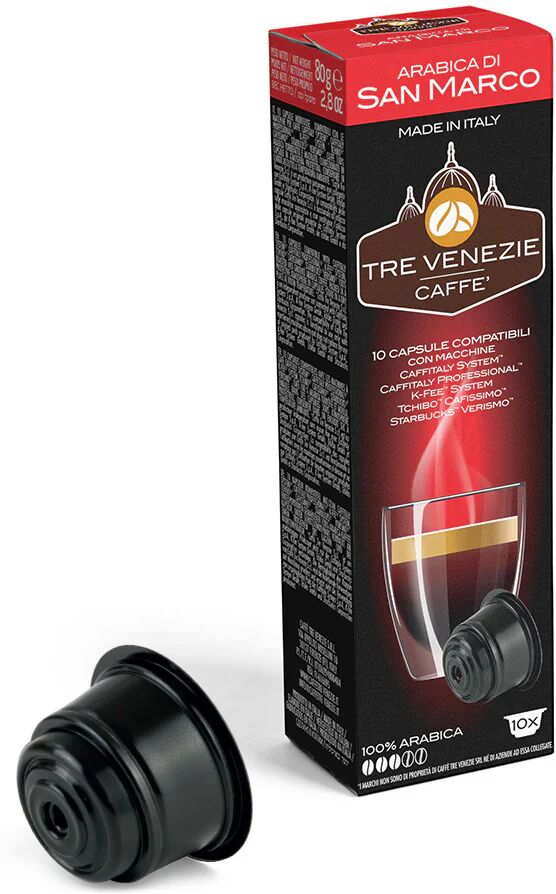 caffè tre venezie 80 capsule arabica di san marco compatibili con sistema caffitaly, caffitaly professional