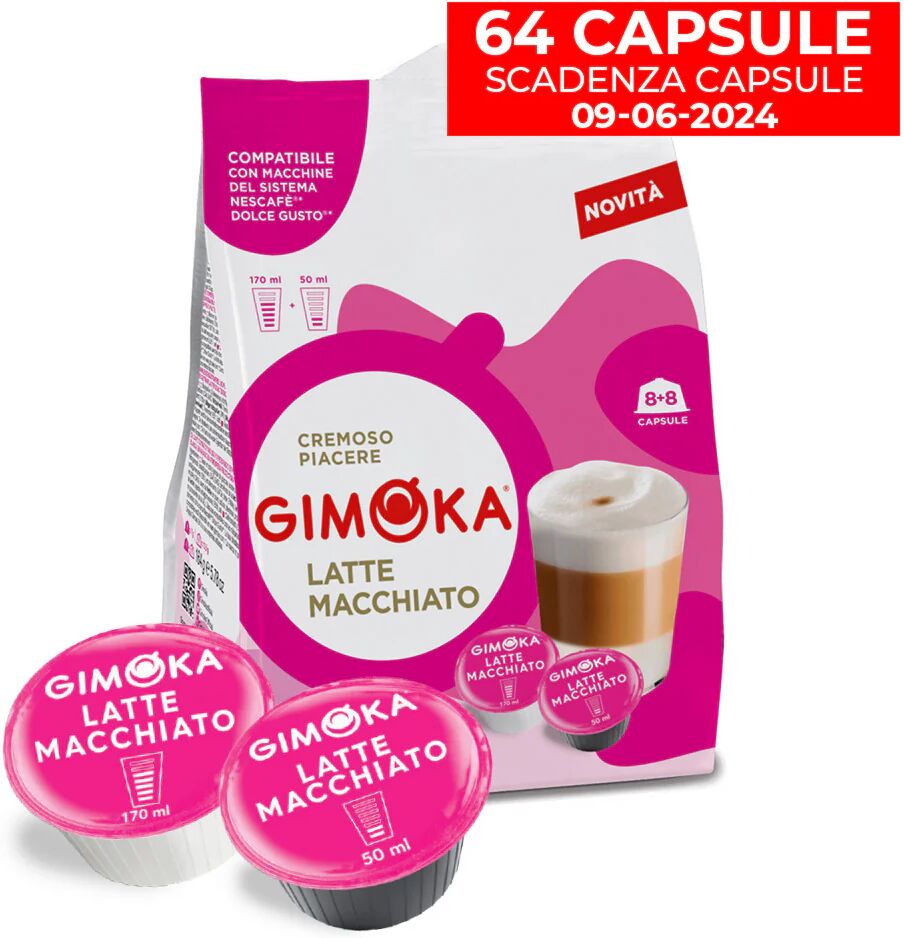 Gimoka 64 Capsule Latte Macchiato compatibili con sistema NESCAFÉ® Dolce Gusto®