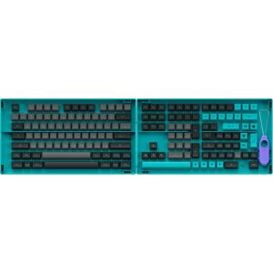 AKKO Black & Cyan Keycap Set ASA PBT :  Kit di copri tasti per tastiere meccaniche di alta qualità in PBT Double-shot  - Layout: ANSI US + Tasti speci