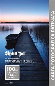 RefillJet Carta Patinata Opaca, 120 gr, 100 Fogli A4