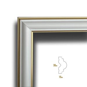 Eternal Parquet Cornice Bugna Preassemblata per Boiserie in polimeri linea GOLD (doppio filo oro) bianco Avorio 9010 varie dimensioni - 50X120cm