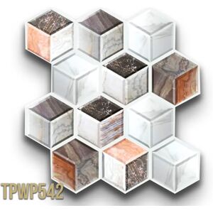 Eternal Parquet pacco da 4 Pannelli 3D Autoadesivi in PVC 30X30cm vari decori ultrarealistici ideali per bagni e cucine - CUBI DI MARMO - TPWP542