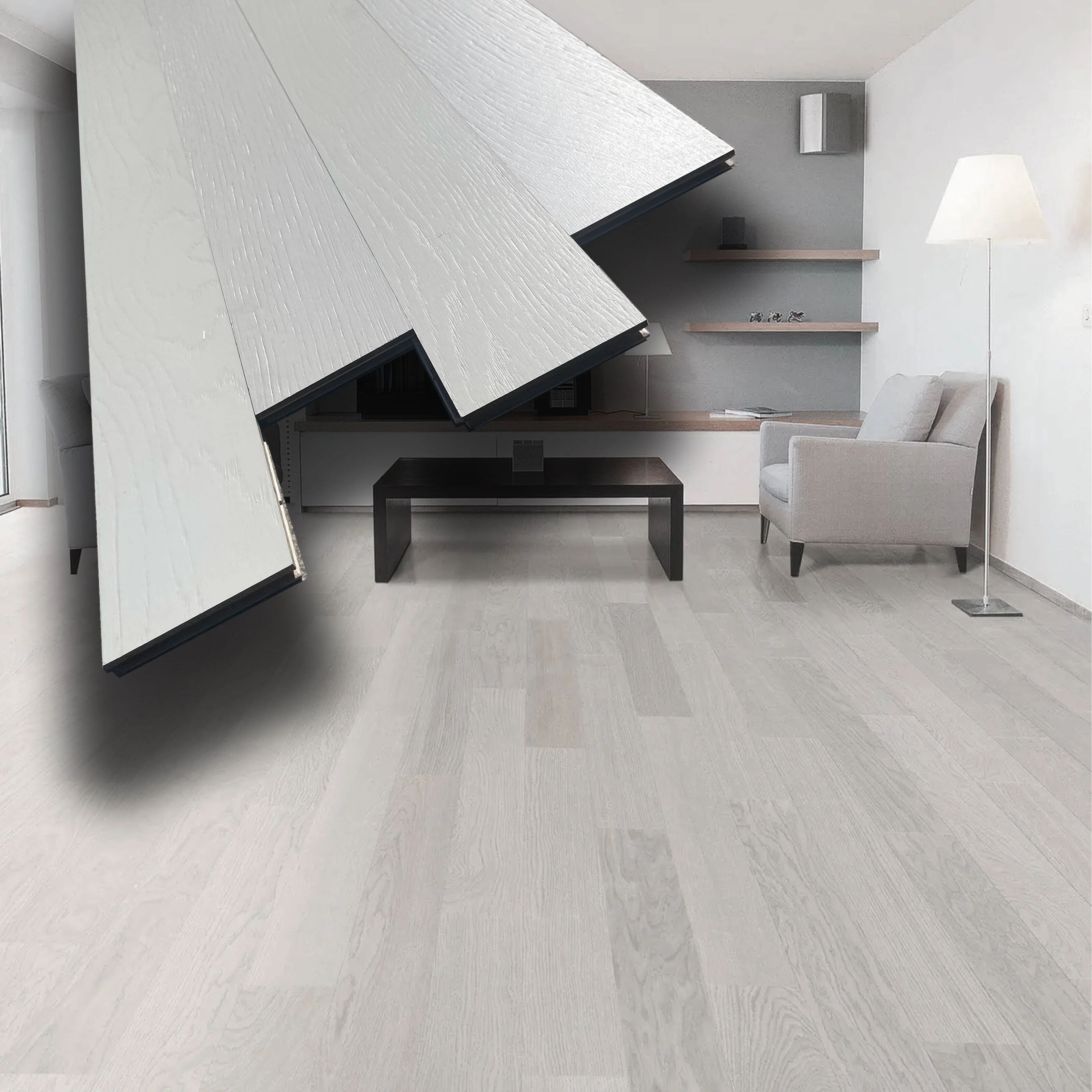 €19,90mq * STOCK GARBELOTTO * Lotto da 18mq di Parquet prefinito in rovere SBIANCATO Spazzolato 10x90x900/1000