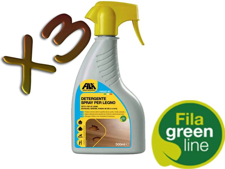 Fila N. 3 Flaconi Da Lt 0,500 Di Detergente Spray Per Pulire A Fondo Parquet Laminati, Verniciati E Trattati Ad Olio O Cera , Porte , Mobili Ecc.