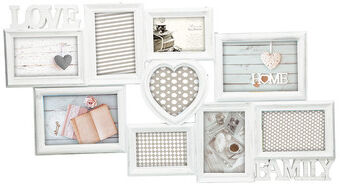 Cornice Love & family shabby per 9 fotografie 10 x 15  bianco