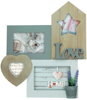 Cornice Love home shabby per 4 fotografie 10 x 15  bianco