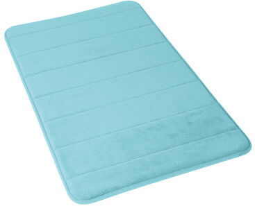 Tappeto bagno rettangolare Memory in 100% poliestere azzurro 40 cm