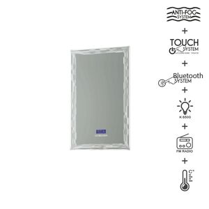 BH Specchio 90X50 LED touch anti-fog con casse Bluetooth radio temperatura e ora
