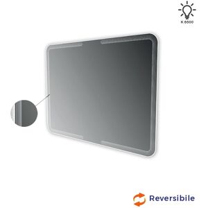 BH Specchio retroilluminato 90X120 con righe intarsiate reversibile