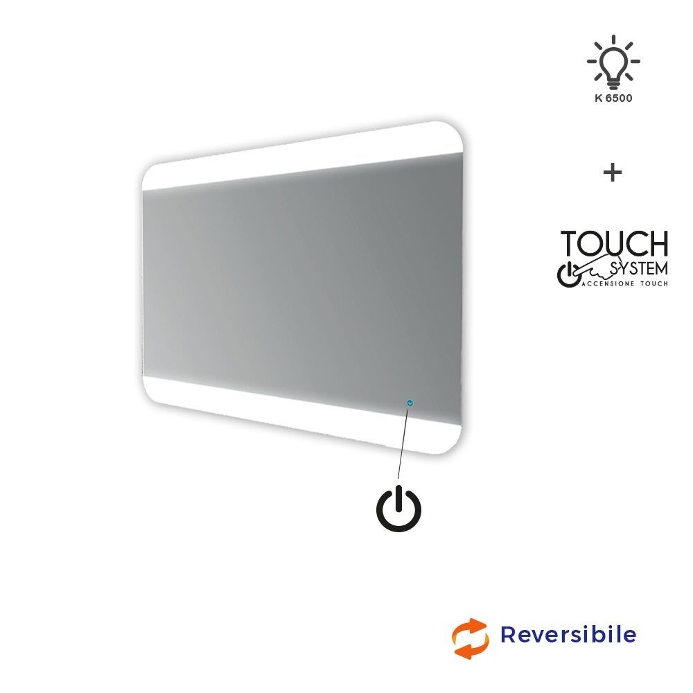 BH Specchio 70X100 LED touch bordi satinati retroilluminato