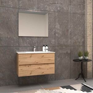 Arcdesign Selection Mobile per bagno moderno due cassetti Rovere nodato con specchio Mod. Roxy