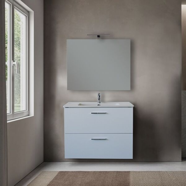 vitra mobile bagno 80 cm  mia bianco con specchio e lampada led