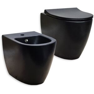 VITRA Sanitari  Sento nero opaco filo muro con wc e bidet con sistema scarico rimless