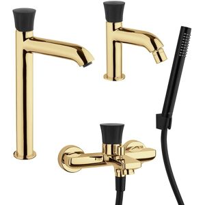 Jacuzzi Kit rubinetti lavabo alto bidet e gruppo vasca oro spazzolato  Rubinetteria serie Illumina