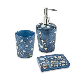 cipã¬ set accessori da bagno 3 pezzi antille azzurro dispenser bicchiere e porta sapone
