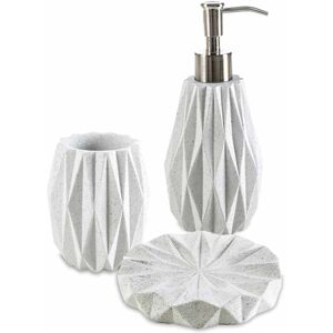 cipã¬ set da accessori da bagno 3 pezzi geo white di  dispenser bicchiere e porta sapone