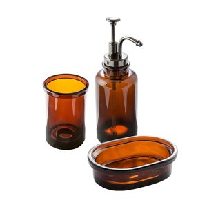 cipã¬ set accessori 3 pezzi in vetro serie pharmacy ambra di  dispenser bicchiere porta sapone
