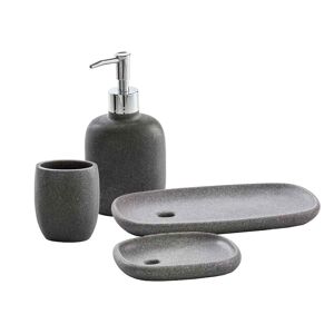 cipã¬ set accessori da appoggio 4 pezzi dispenser bicchiere porta sapone e vassoio zen grigio