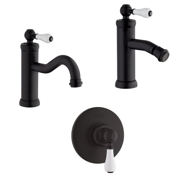 jacuzzi set rubinetti lavabo tipo alto bidet e incasso doccia nero opaco serie tosca di  rubinetteria