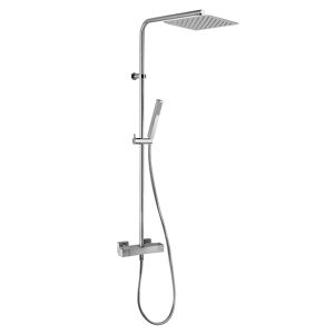 Jacuzzi Colonna doccia  rubinetteria Glint con miscelatore termostatico soffione ultrapiatto 25x25 cm e doccia monogetto