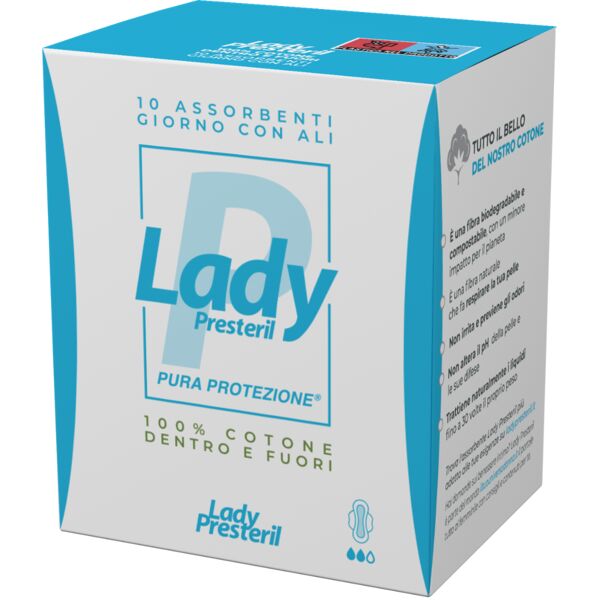 lady presteril cotton giorno assorbenti con ali 10 pezzi