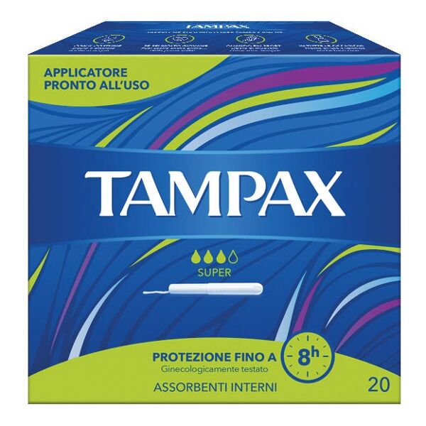 tampax blu box super assorbenti interni flusso medio abbondante 20 pezzi