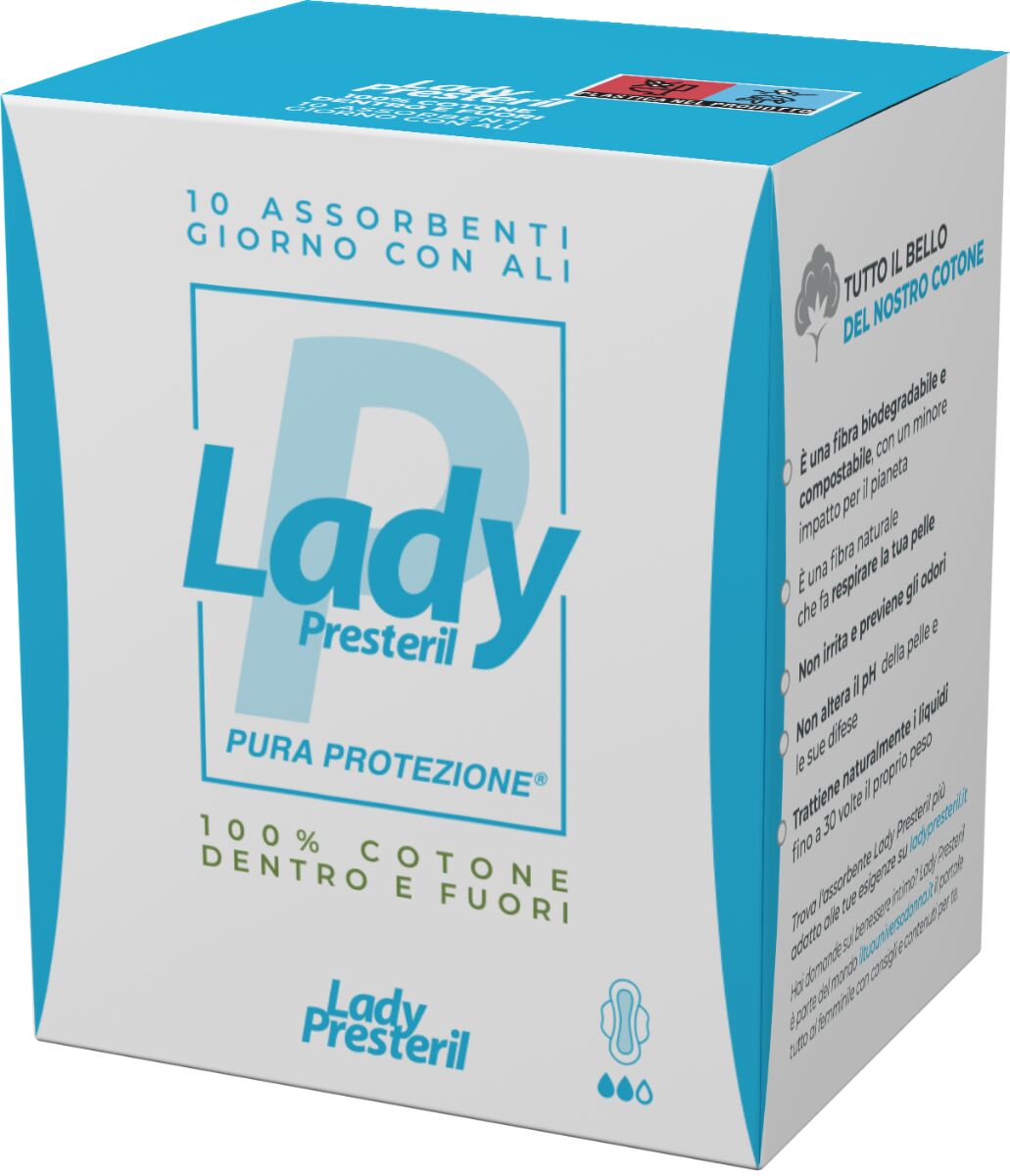 lady presteril cotton giorno assorbenti con ali 10 pezzi