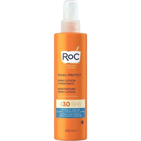 roc lozione spray solare corpo spf30 idratante 200 ml