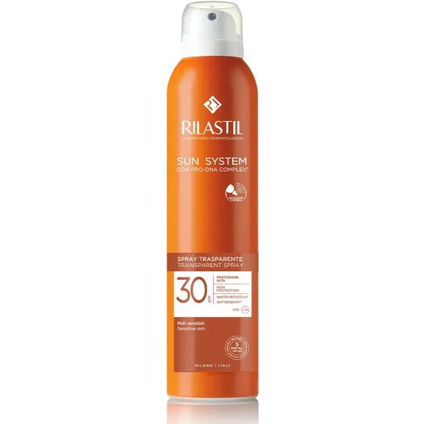 rilastil sun system spray solare trasparente spf 30 protezione corpo 200 ml