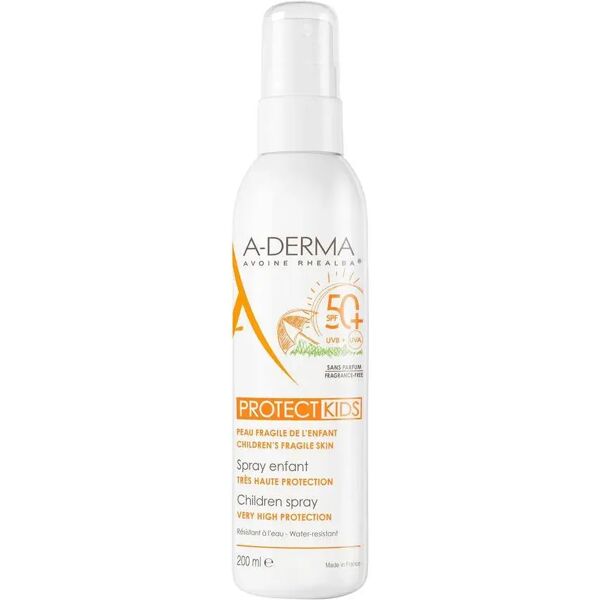 a-derma protect kids spray solare bambino spf 50+ protezione molto alta 200 ml