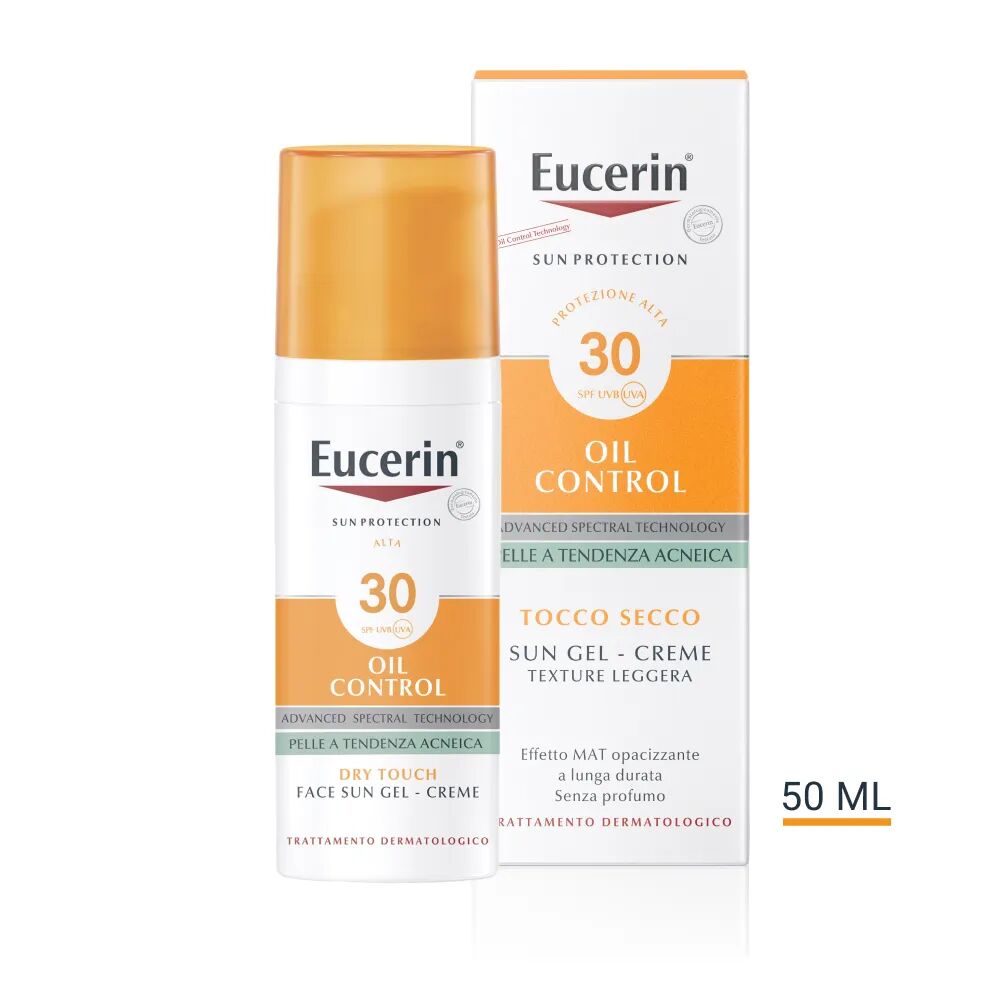 eucerin sun oil control gel-crema tocco secco fp 30 protezione viso pelle grassa 50 ml