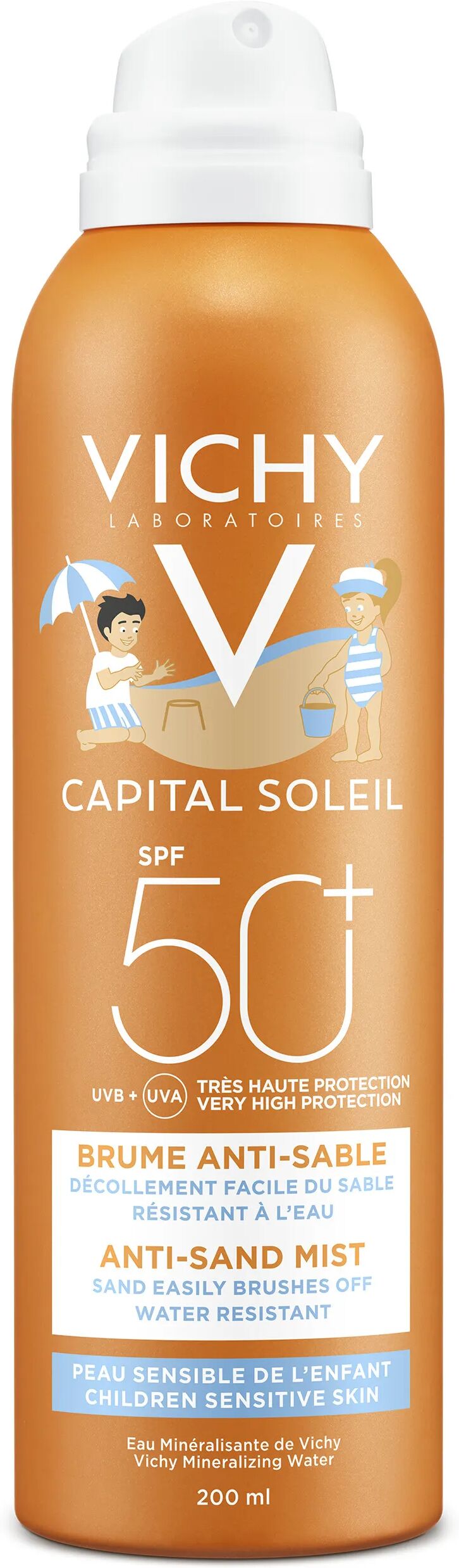 vichy idéal soleil spray anti-sabbia bambini spf 50+ protezione corpo 200 ml