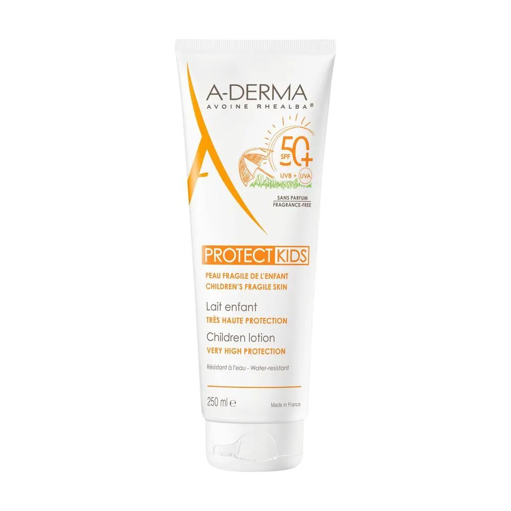 a-derma protect kids latte solare bambino spf 50+ protezione molto alta 250 ml