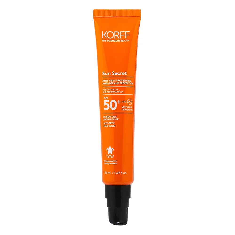 korff sun secret fluido solare viso spf 50+ antimacchie 50 ml