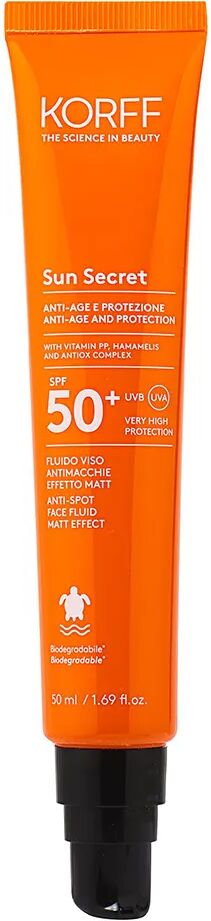 korff sun secret fluido viso antimacchie effetto matt spf50+ 50 ml