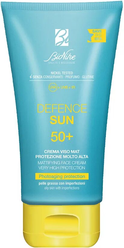 bionike defence sun crema viso mat spf 50+ protezione solare pelle grassa 50 ml