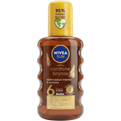 Nivea Sun Carotene Bronze SPF6 Olio Solare Basso Filtro per Intensificare l'Abbronzatura Nivea Sun Carotene Bronze SPF6 Olio Solare Basso Filtro per Intensificare l'Abbronzatura