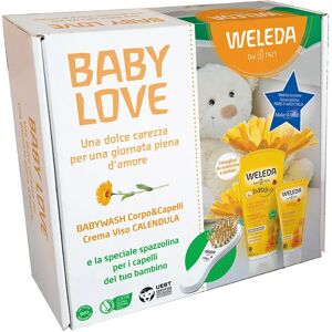 Weleda Cofanetto Baby Love Babywash Capelli e Corpo + Crema Viso + Spazzolina per Capelli